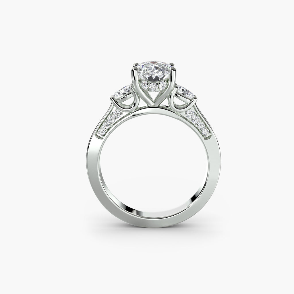 VALENNE Pavé Shoulder Trilogy Ring