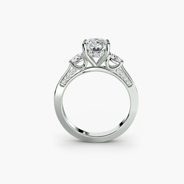 VALENNE Pavé Shoulder Trilogy Ring